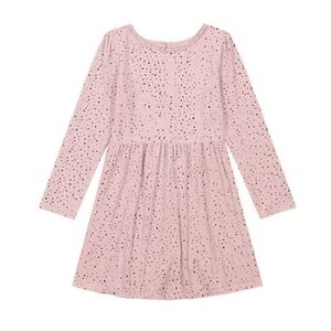 Girls Gap Dress Size 14 / 16 Pink Velour Gold Stars Long Sleeves